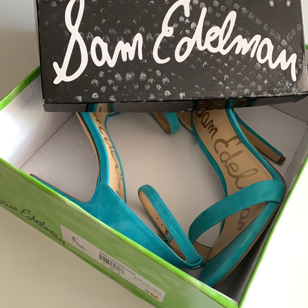 SAM EDELMAN Amee Blue Ankle Strap Sandals, Never Worn